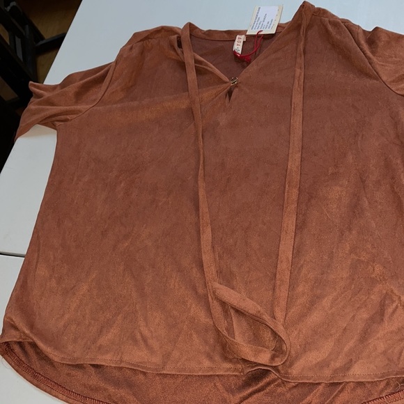 Raga size small brown faux suede long sleeve peasant style NWOT - Picture 8 of 12